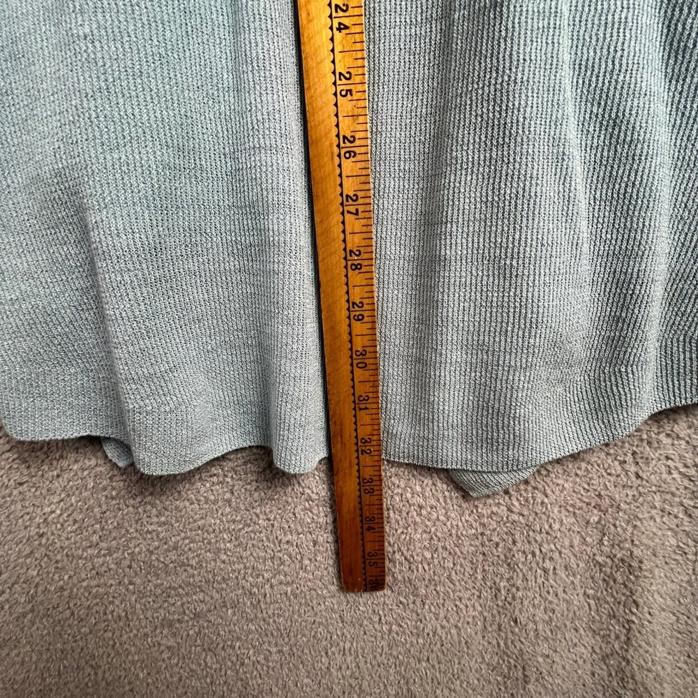 Eileen Fisher Cardigan Sweater XL Linen Blend Ribbed Open Front Lt Blue‎ - Picture 5 of 9